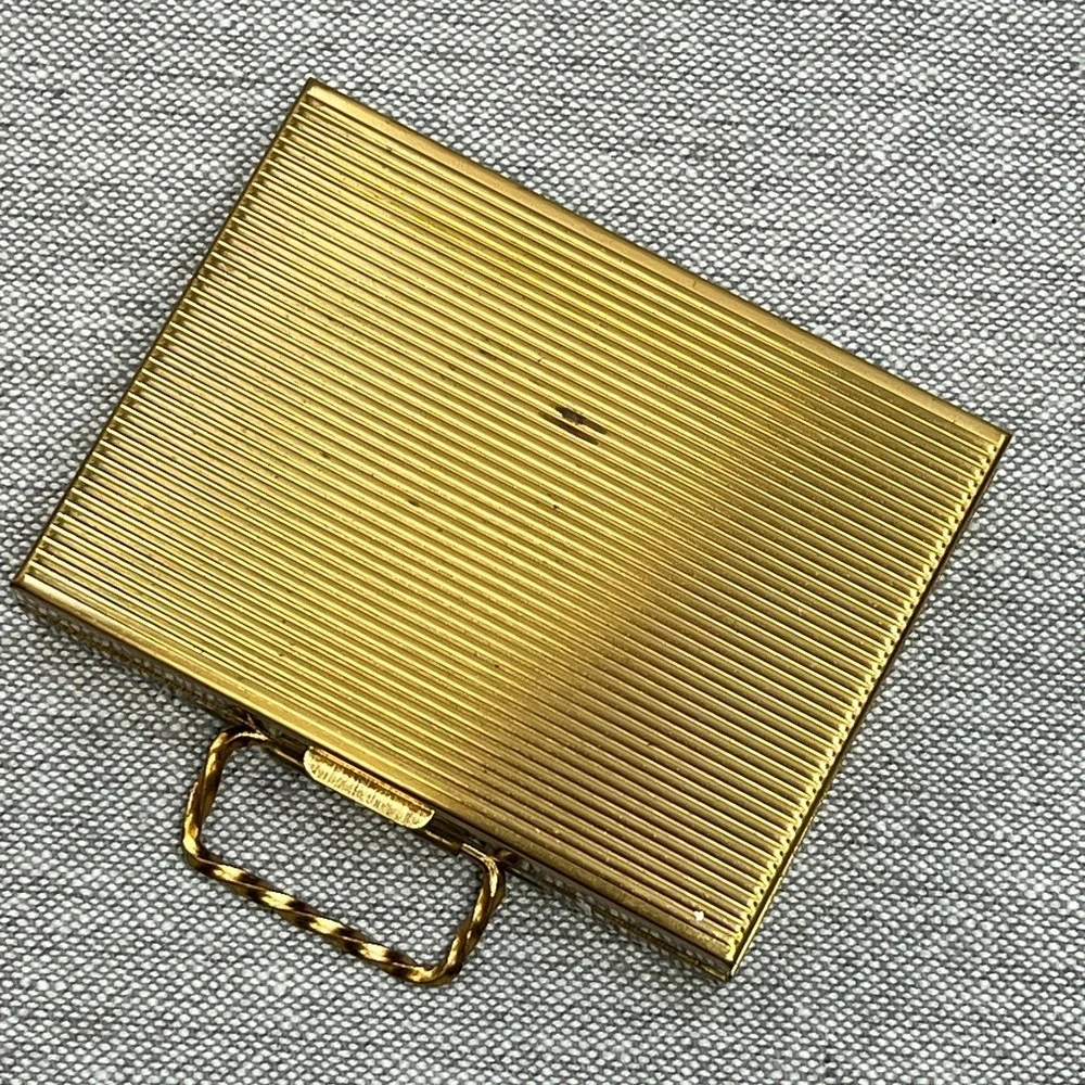 Vintage Foreign European Gold Coin Design‎ Silver Rectangle Compact Case